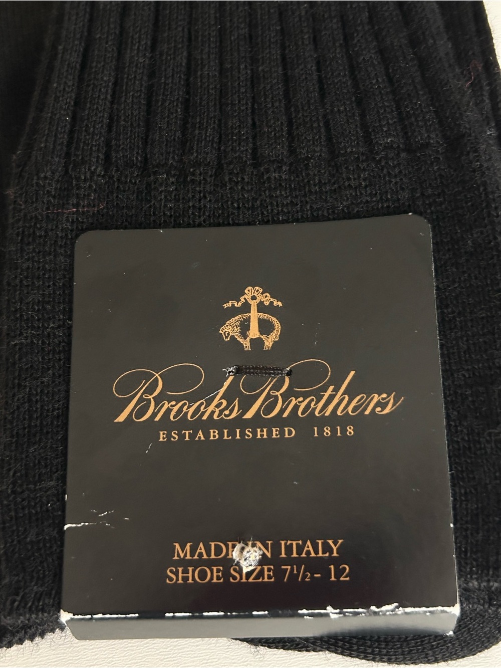 Brooks Brothers Black Mens Socks Ribbed Merino Wool Blend Hand Linked Toe New - Picture 2 of 6